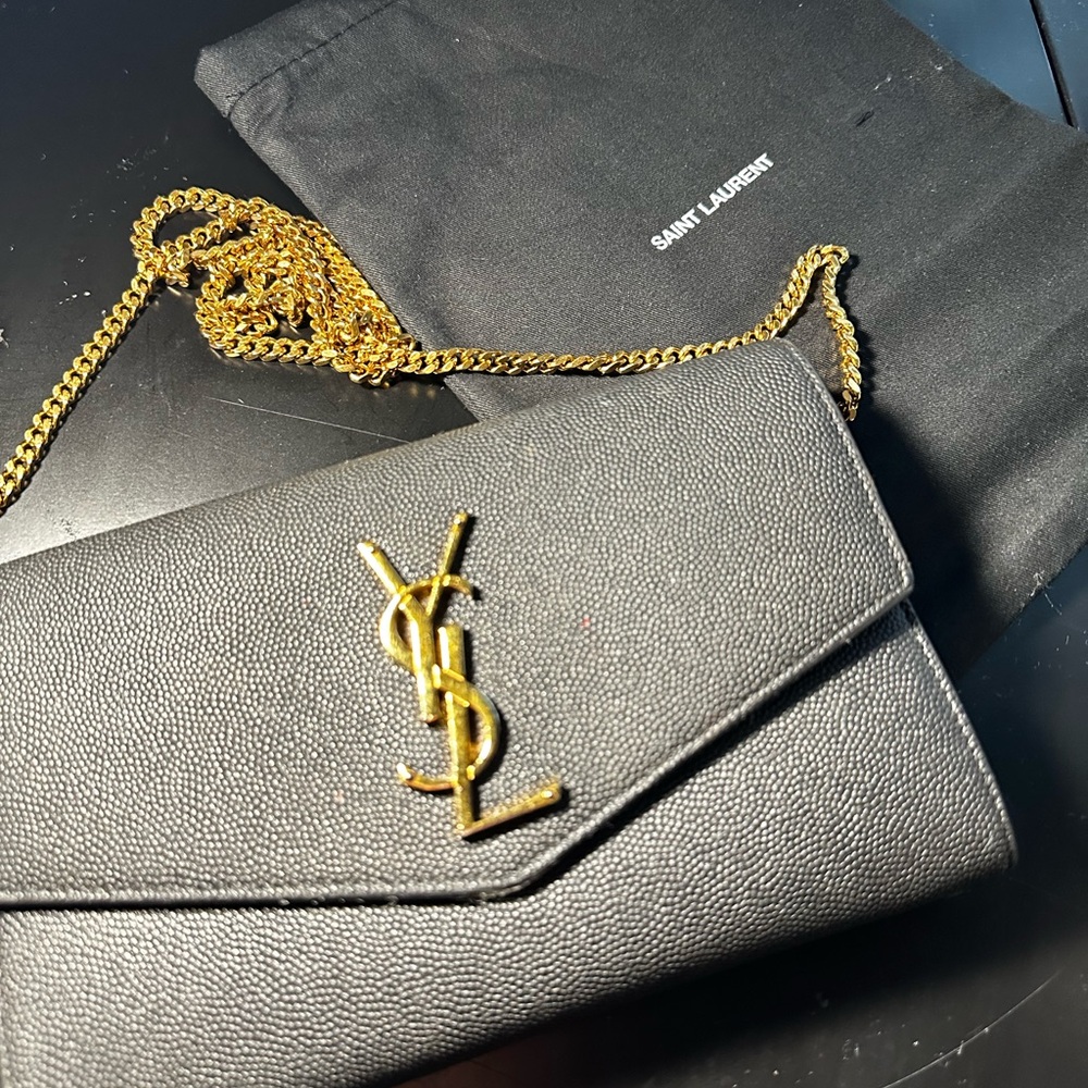 Ysl uptown textured leather shoulder bag
